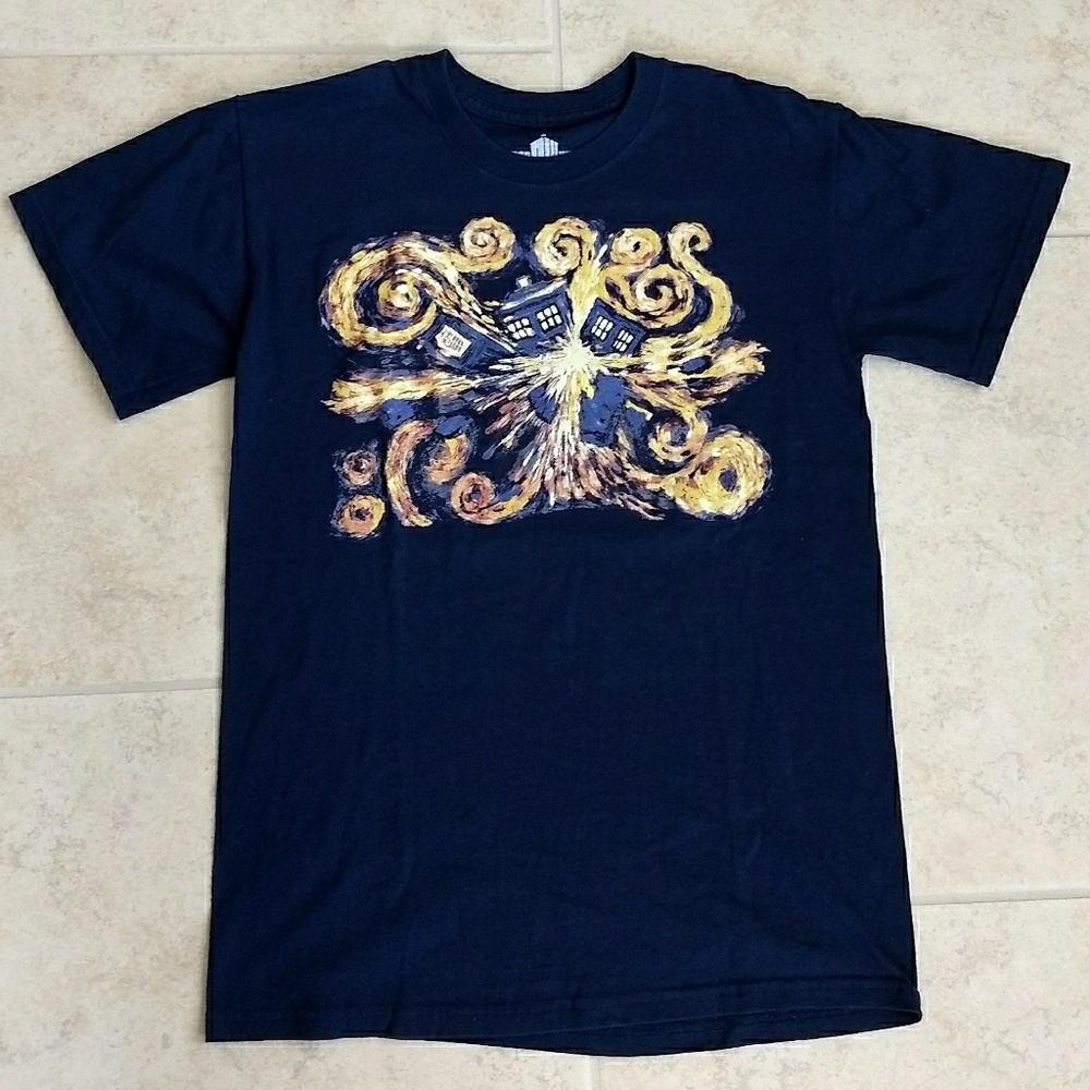 4/$25 ❤️ Unisex Doctor Who Tee Exploding TARDIS Van Gogh S